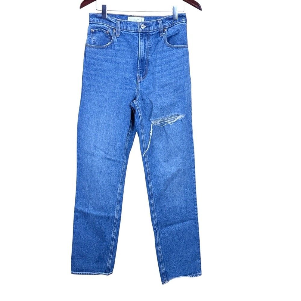 Abercrombie & Fitch Women's 90s Straight Ultra High Rise Jeans Blue 28 6L